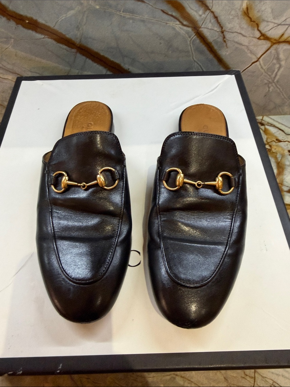 Gucci Black Leather Horsebit Backless Mules